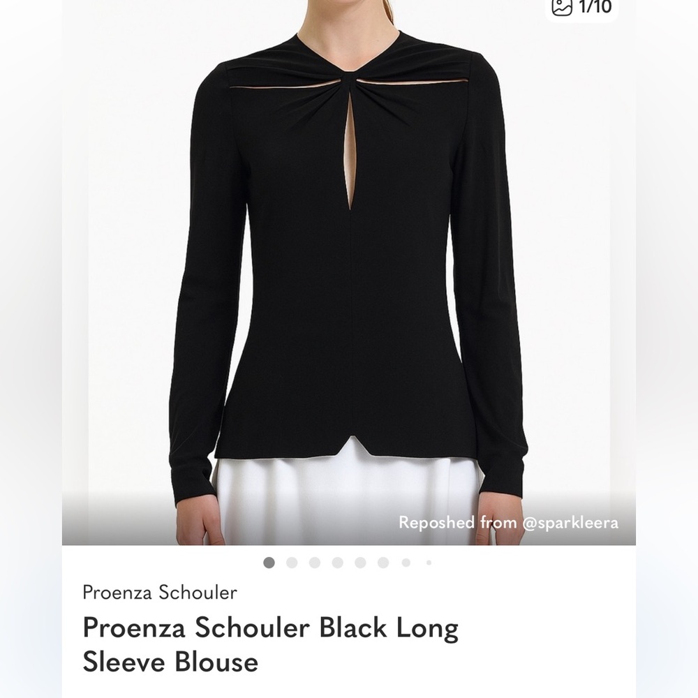Proenza Schouler Black Long-Sleeve V-Notch Blouse